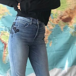Embroidered ankle length jeans